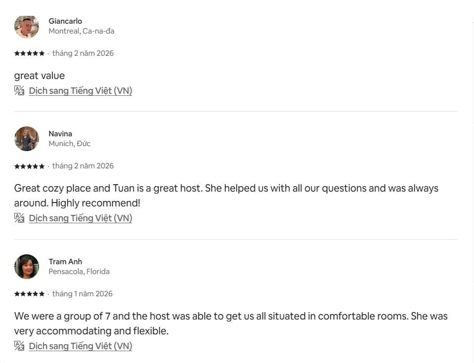 ảnh đánh giá thực tế của khách K2 Homestay