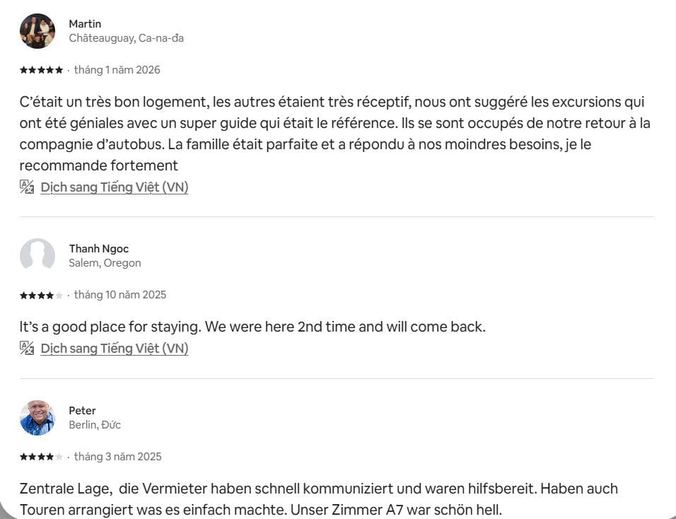 ảnh đánh giá thực tế của khách K2 Homestay